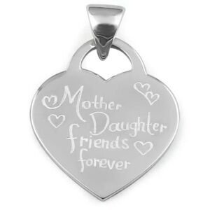 Sterling Silver "Mother Daughter Friends Forever" Pendant on 18” Chain
